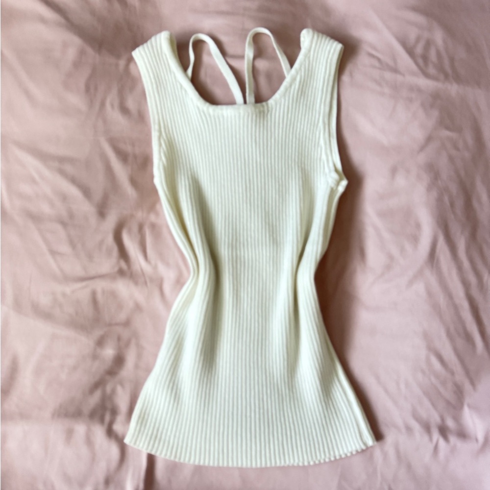 Earth Cream Ribbed Knit Top